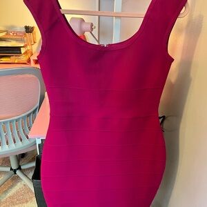 Bebe Pink Bodycon Mini Dress Scoop Neck Sleeveless
